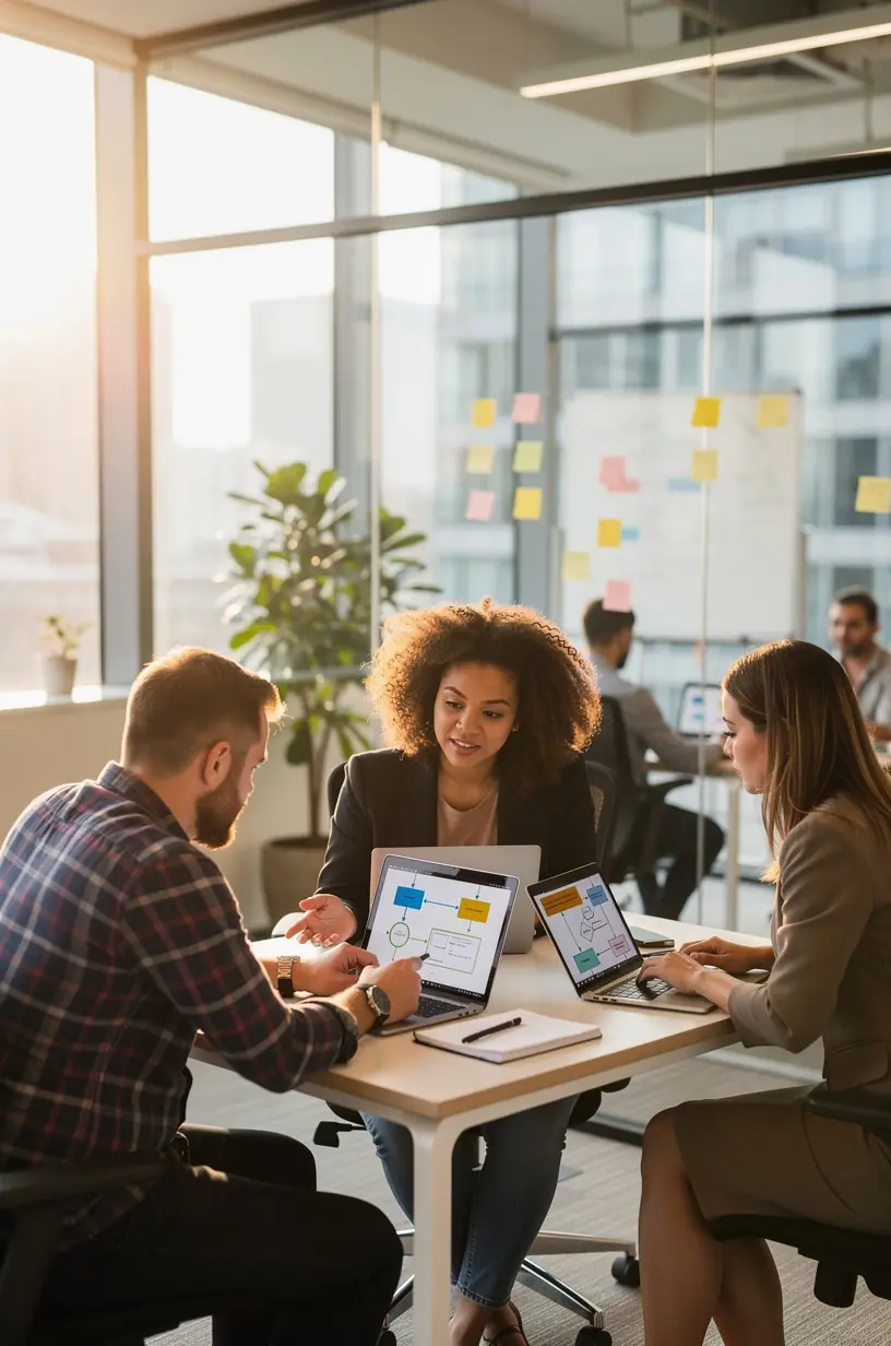 Conceptual image of digital workflow automation process