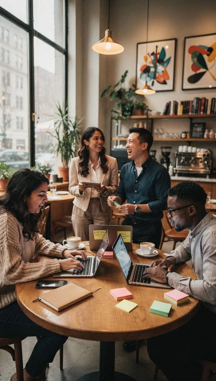 Workflow visualization concept with diagrams and charts.